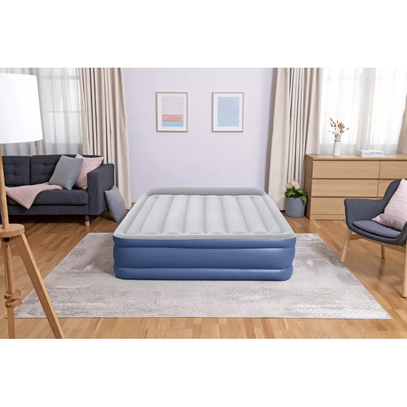Bestway Tritech Cama hinchable Queen con bomba AC integrada y recubrimiento antimicrobiano 2,03 m x 1,52 m x 46 cm