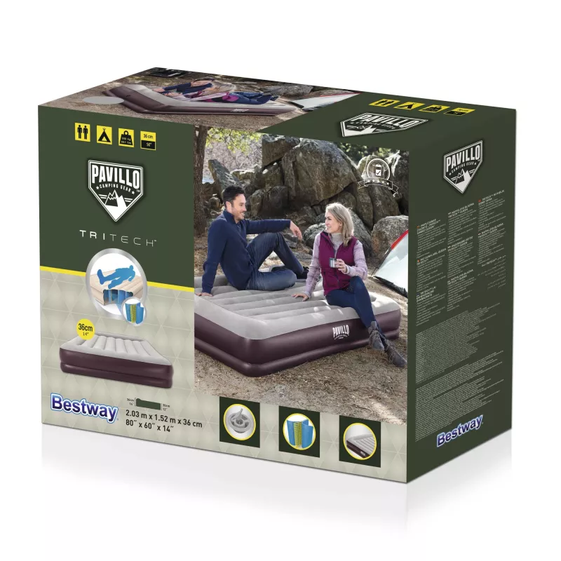 Bestway 67699 Colchón hinchable doble Marrón, Gris Unisex