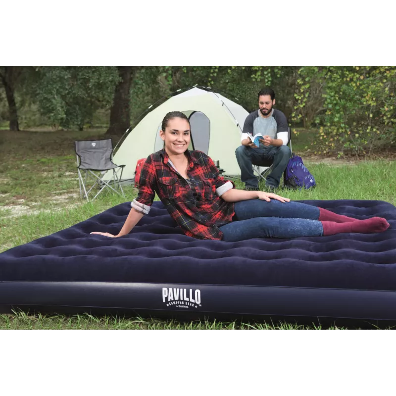 Bestway Flocked Airbed – King – 2,03 m x 1,83 m x 22 cm, Colchón doble