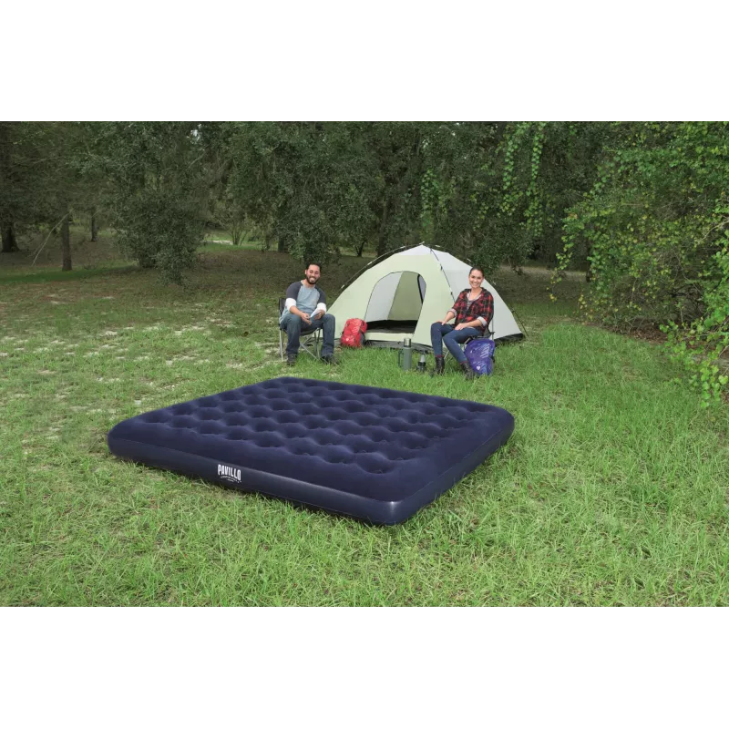 Bestway Flocked Airbed – King – 2,03 m x 1,83 m x 22 cm, Colchón doble