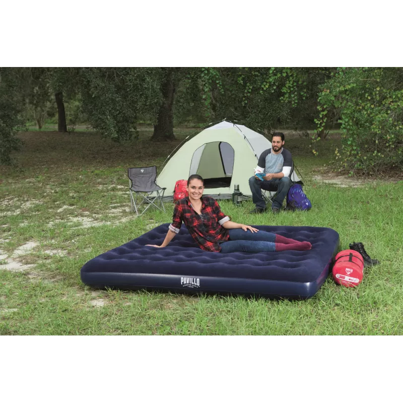 Bestway Flocked Airbed – King – 2,03 m x 1,83 m x 22 cm, Colchón doble