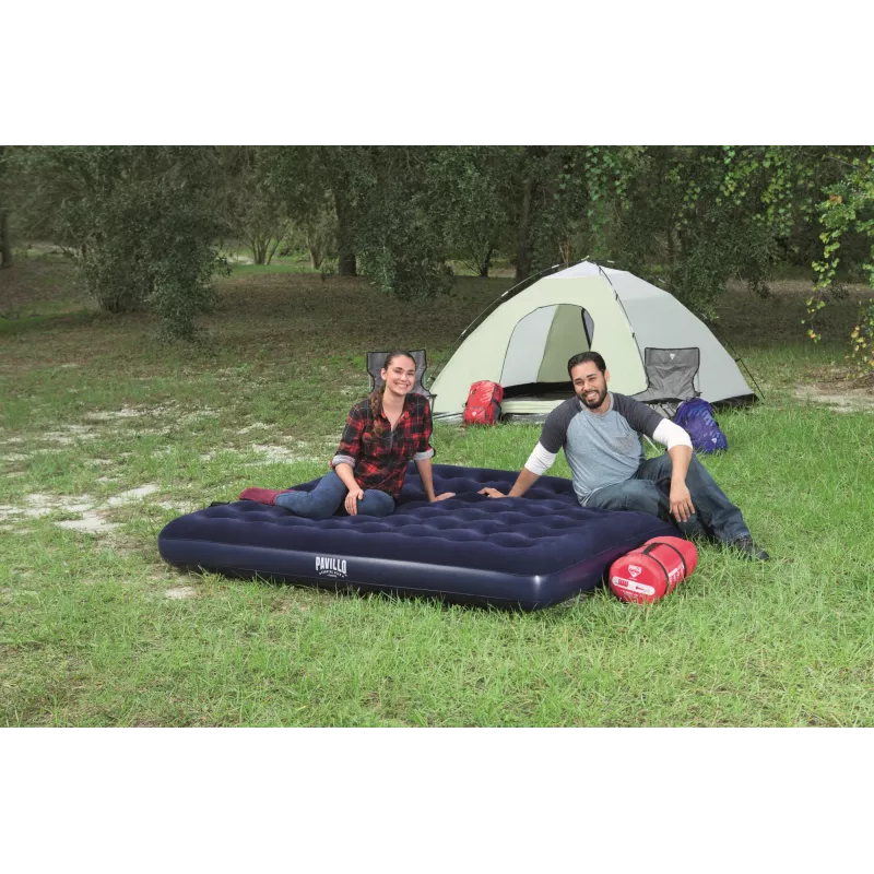 Bestway Flocked Airbed – King – 2,03 m x 1,83 m x 22 cm, Colchón doble
