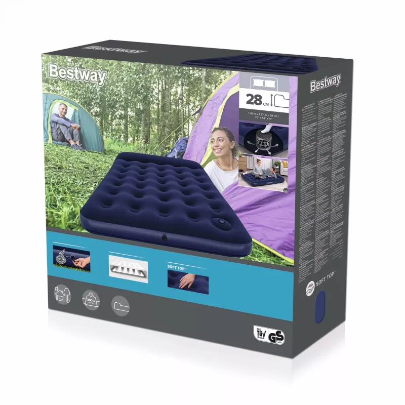 Bestway Colchón hinchable Full con bomba de pie integrada 1,91 m x 1,37 m x 28 cm