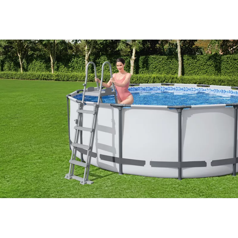 Bestway Flip & Lock Escalera para piscina desmontable 1,32 m, Escalera, Gris, Metal, Plástico, 150 kg, 4 peldaños, EN16582
