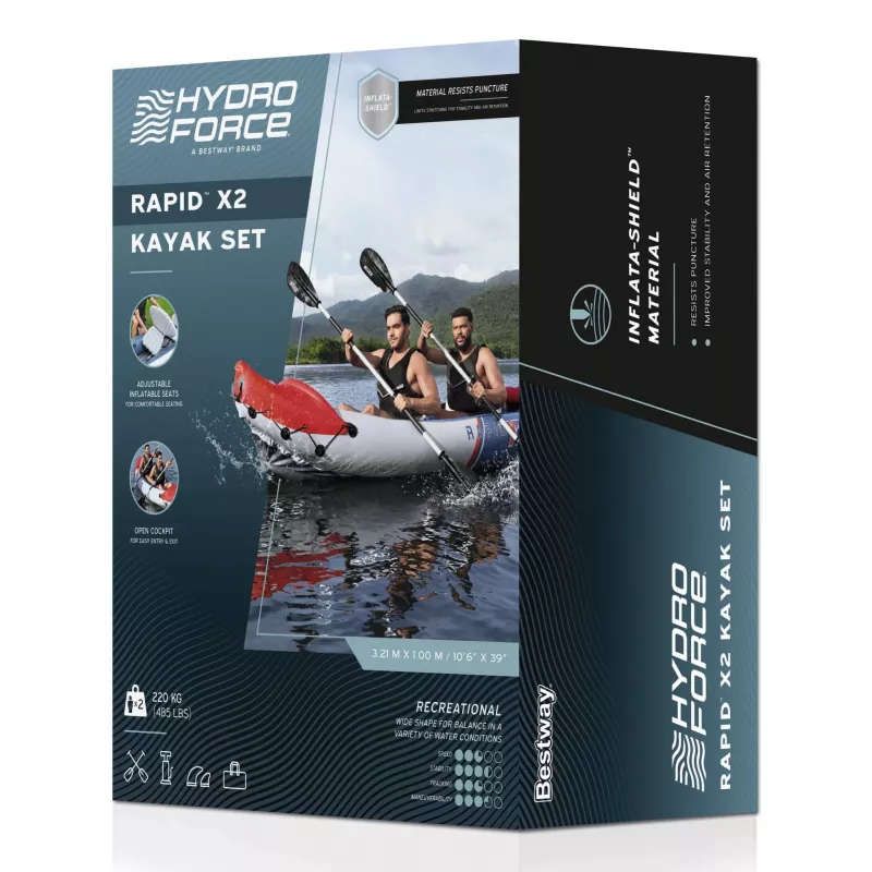 Bestway Hydro Force Rapid X2 Set de kayak hinchable para 2 personas 3,21 m