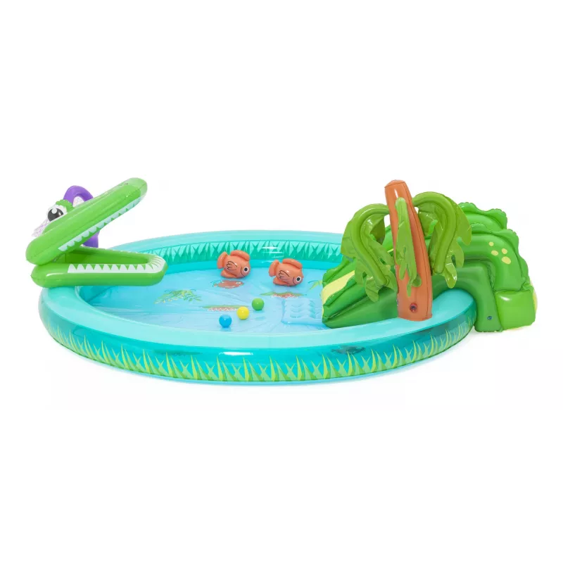Bestway Crocodile Cove Centro de juegos acuáticos y piscina hinchable para niños 2,24 m x 1,81 m x 72 cm
