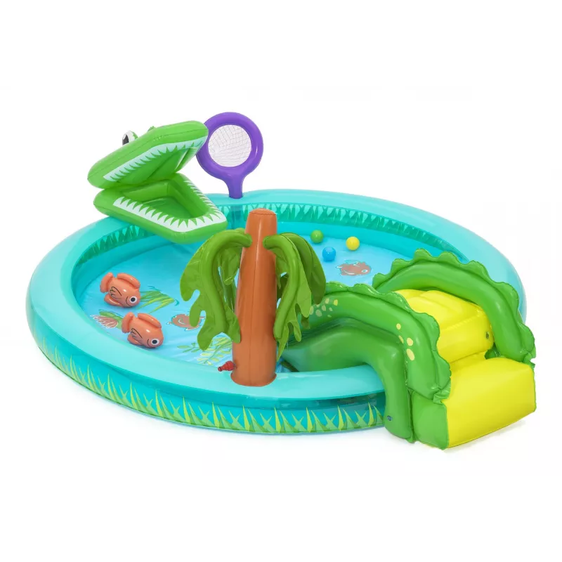 Bestway Crocodile Cove Centro de juegos acuáticos y piscina hinchable para niños 2,24 m x 1,81 m x 72 cm
