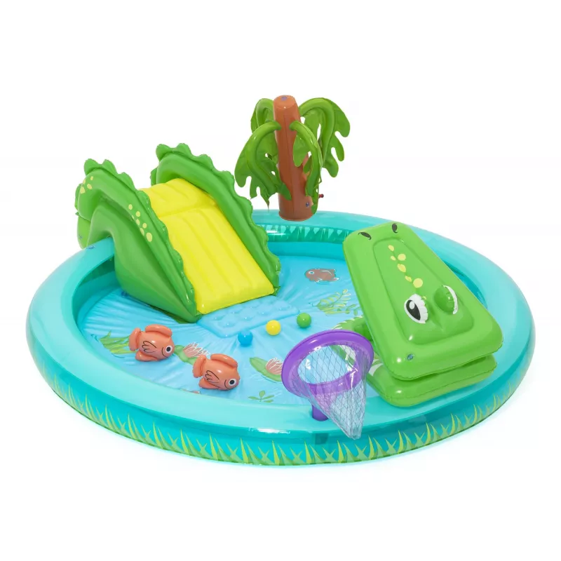Bestway Crocodile Cove Centro de juegos acuáticos y piscina hinchable para niños 2,24 m x 1,81 m x 72 cm