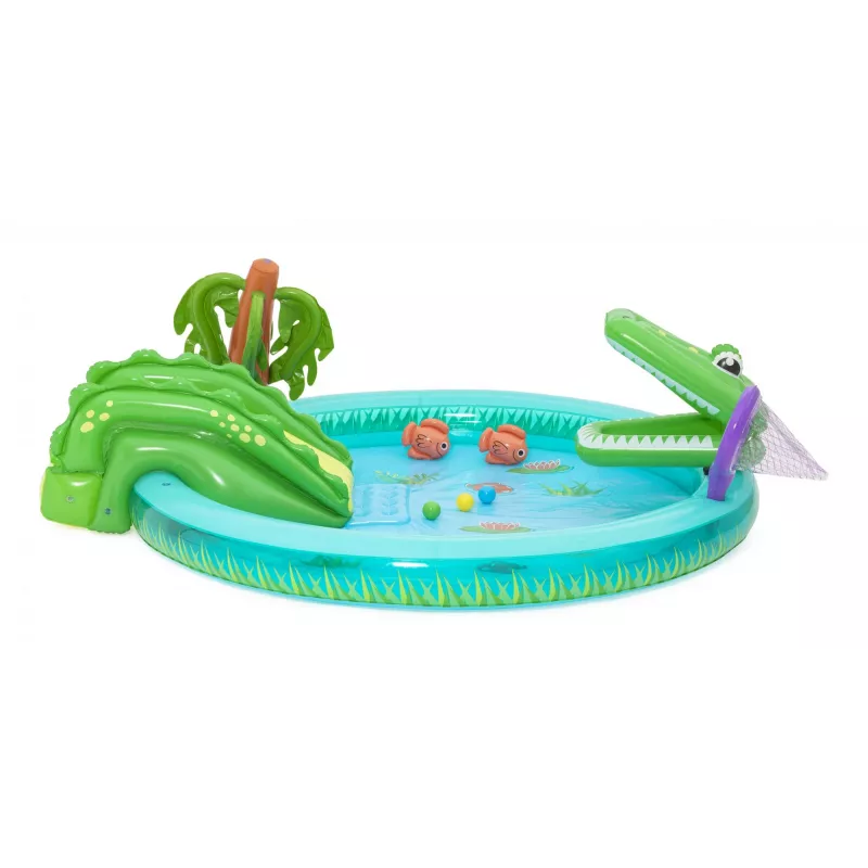 Bestway Crocodile Cove Centro de juegos acuáticos y piscina hinchable para niños 2,24 m x 1,81 m x 72 cm