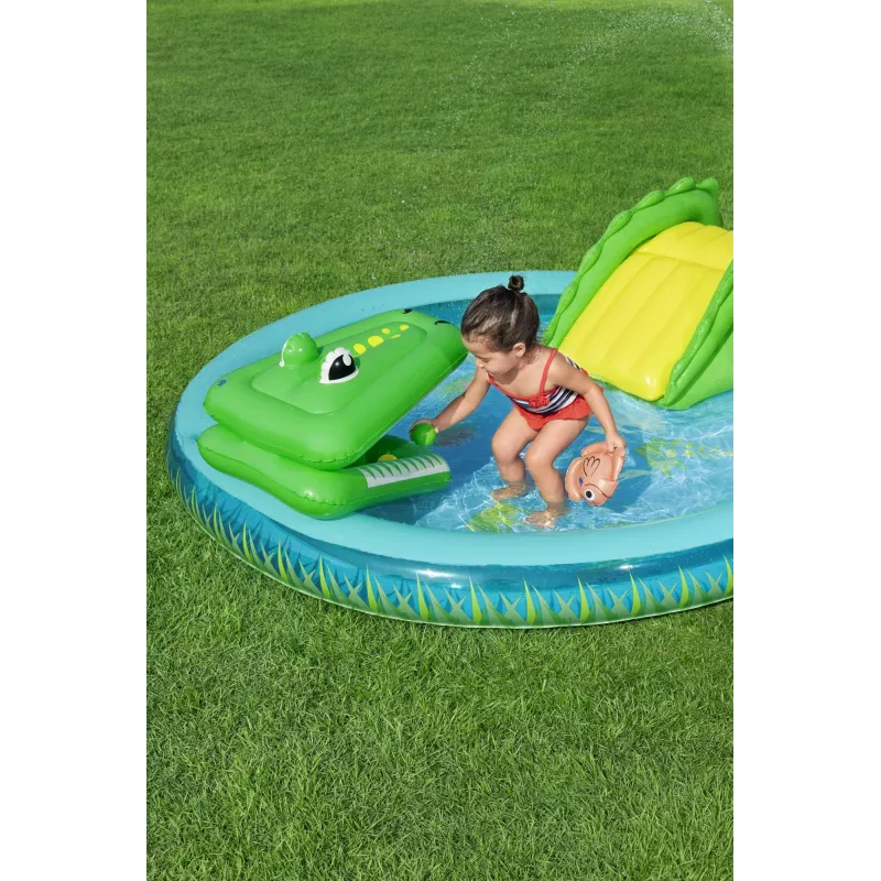 Bestway Crocodile Cove Centro de juegos acuáticos y piscina hinchable para niños 2,24 m x 1,81 m x 72 cm