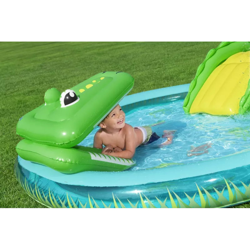 Bestway Crocodile Cove Centro de juegos acuáticos y piscina hinchable para niños 2,24 m x 1,81 m x 72 cm