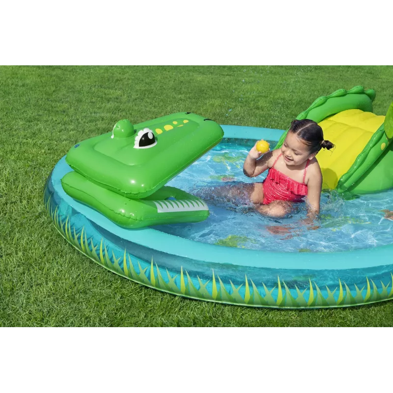 Bestway Crocodile Cove Centro de juegos acuáticos y piscina hinchable para niños 2,24 m x 1,81 m x 72 cm