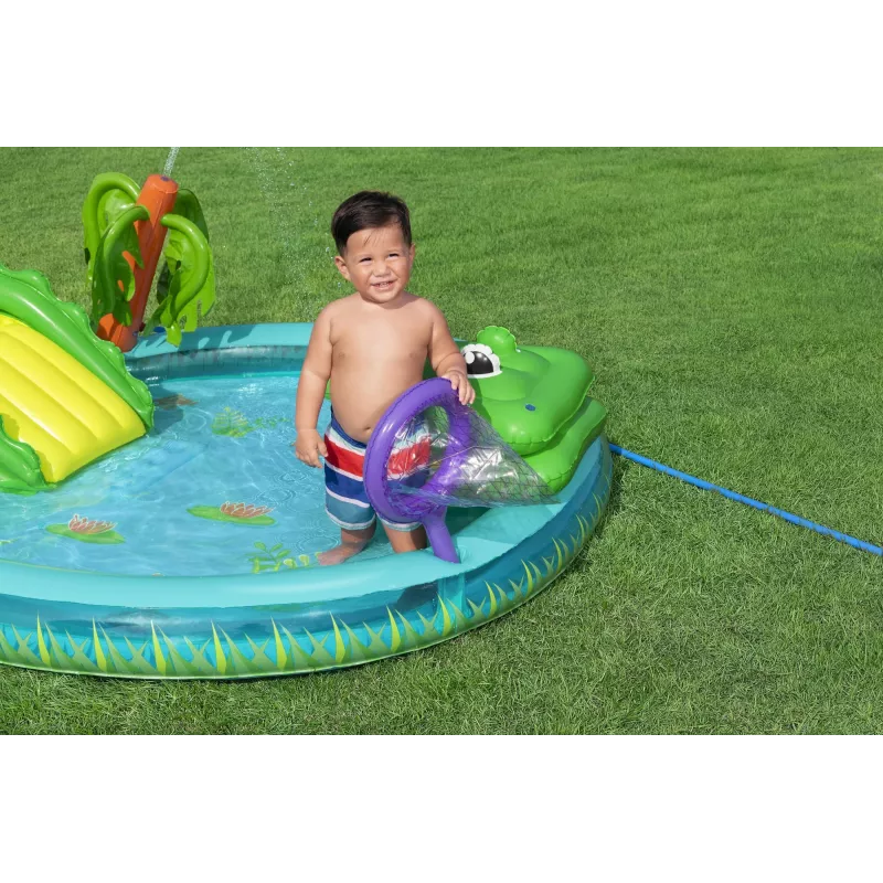 Bestway Crocodile Cove Centro de juegos acuáticos y piscina hinchable para niños 2,24 m x 1,81 m x 72 cm