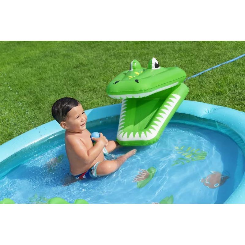 Bestway Crocodile Cove Centro de juegos acuáticos y piscina hinchable para niños 2,24 m x 1,81 m x 72 cm