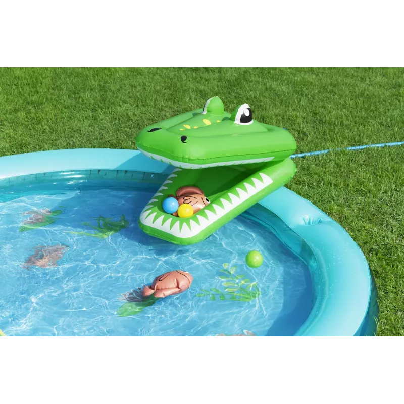 Bestway Crocodile Cove Centro de juegos acuáticos y piscina hinchable para niños 2,24 m x 1,81 m x 72 cm