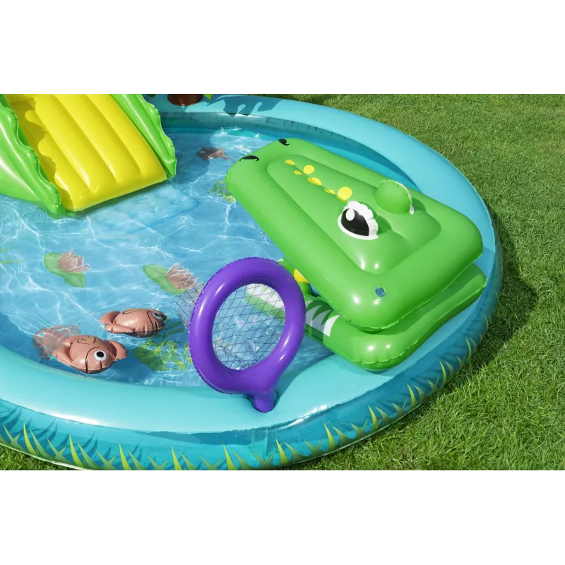 Bestway Crocodile Cove Centro de juegos acuáticos y piscina hinchable para niños 2,24 m x 1,81 m x 72 cm