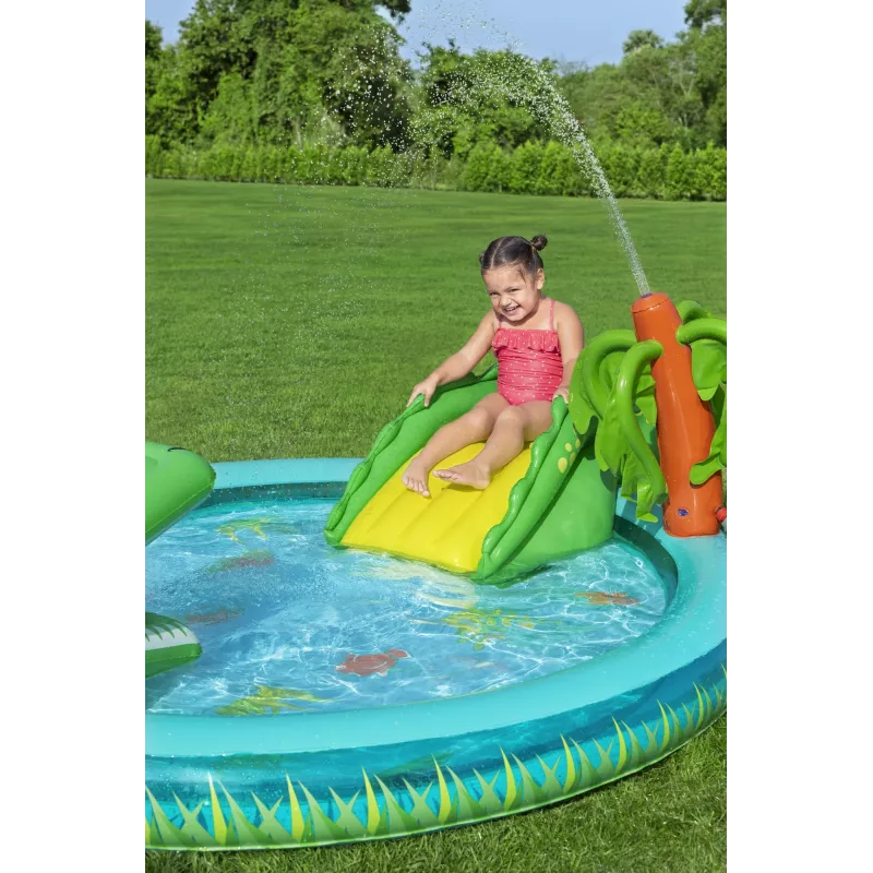 Bestway Crocodile Cove Centro de juegos acuáticos y piscina hinchable para niños 2,24 m x 1,81 m x 72 cm