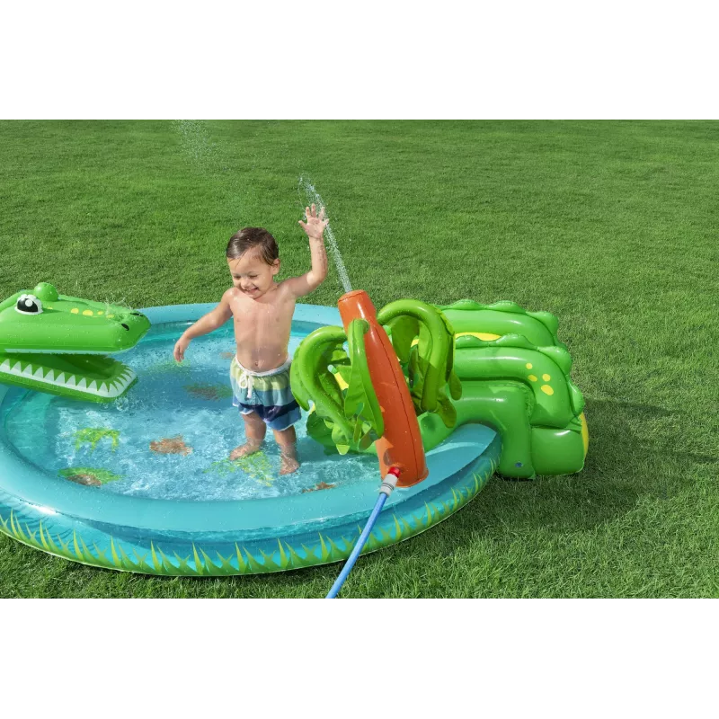 Bestway Crocodile Cove Centro de juegos acuáticos y piscina hinchable para niños 2,24 m x 1,81 m x 72 cm