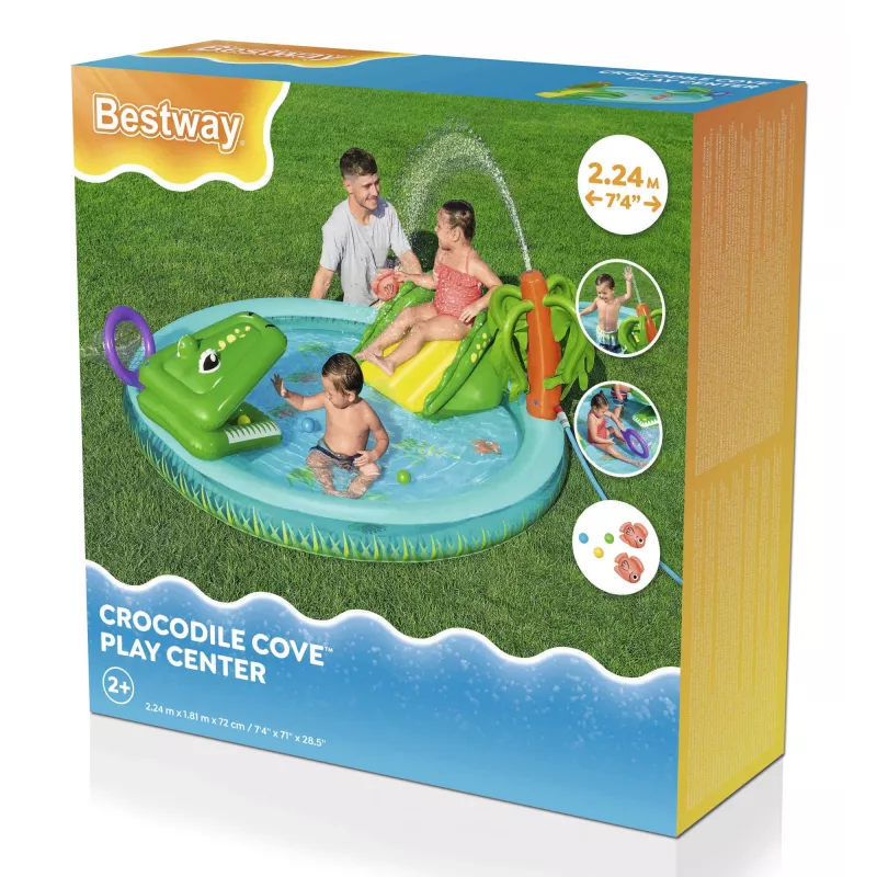 Bestway Crocodile Cove Centro de juegos acuáticos y piscina hinchable para niños 2,24 m x 1,81 m x 72 cm
