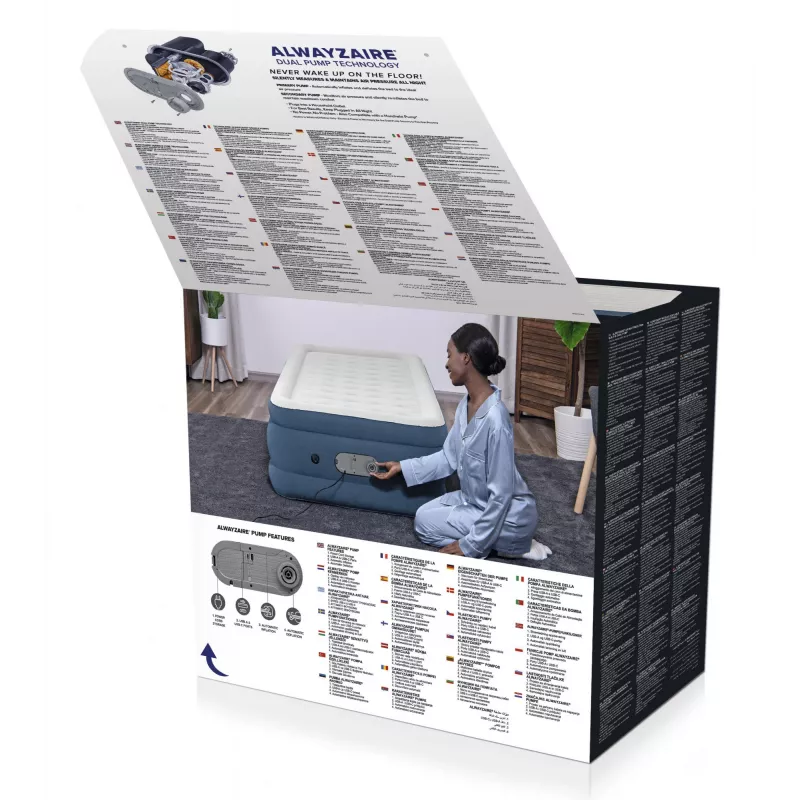 Bestway AlwayzAire Cama hinchable Twin con bomba doble integrada 1,91 m x 97 cm x 46 cm
