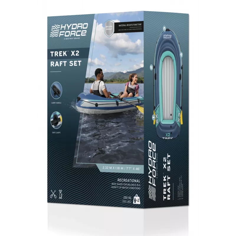 Bestway Hydro Force Trek X2 Set de balsa hinchable para 2 personas 2,32 m
