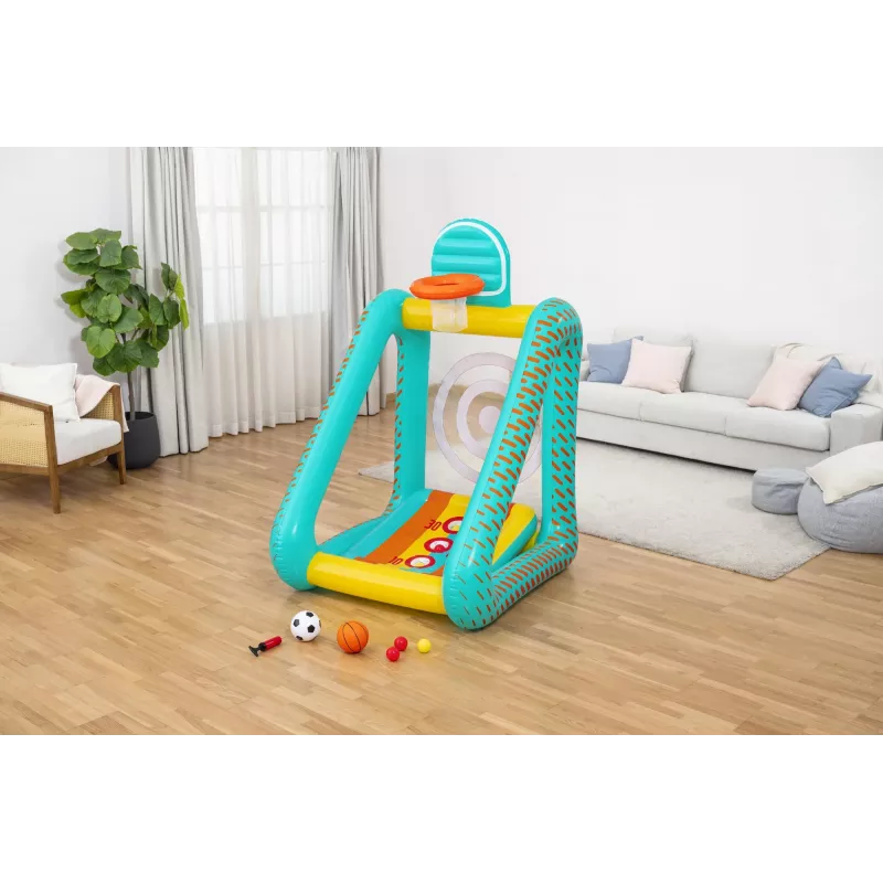 Bestway Perfect Aim Juego de jardín hinchable 3 en 1, Centro de juegos hinchable, 5 año(s), Policloruro de vinilo (PVC), Multicolor
