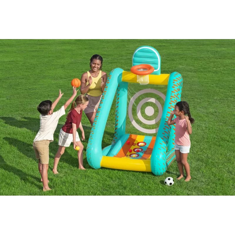 Bestway Perfect Aim Juego de jardín hinchable 3 en 1, Centro de juegos hinchable, 5 año(s), Policloruro de vinilo (PVC), Multicolor