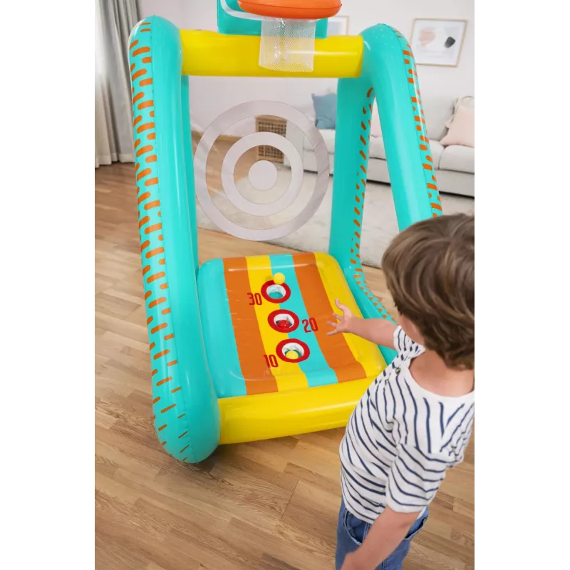 Bestway Perfect Aim Juego de jardín hinchable 3 en 1, Centro de juegos hinchable, 5 año(s), Policloruro de vinilo (PVC), Multicolor