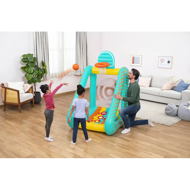 Bestway Perfect Aim Juego de jardín hinchable 3 en 1, Centro de juegos hinchable, 5 año(s), Policloruro de vinilo (PVC), Multicolor