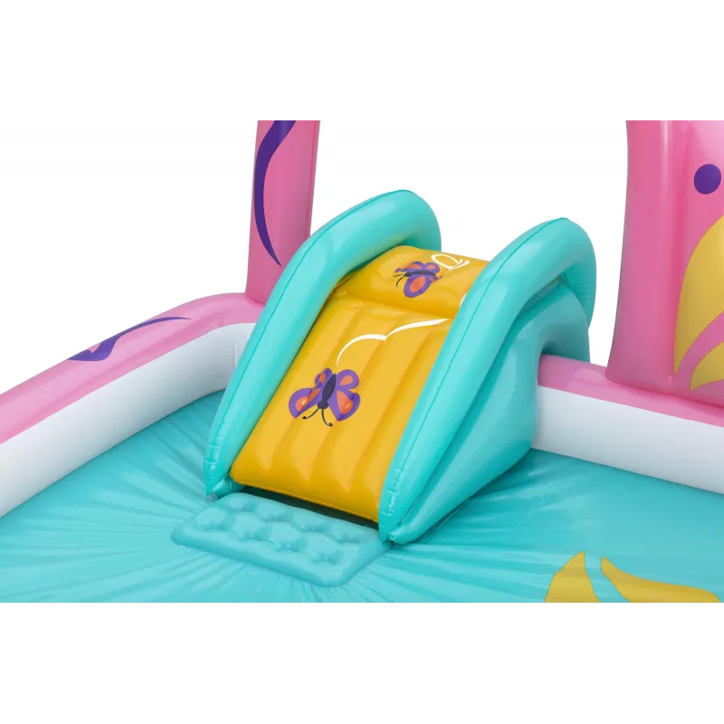 Bestway Butterfly Wonder Centro de juegos acuáticos y piscina hinchable para niños 1,80 m x 1,80 m x 1,17 m