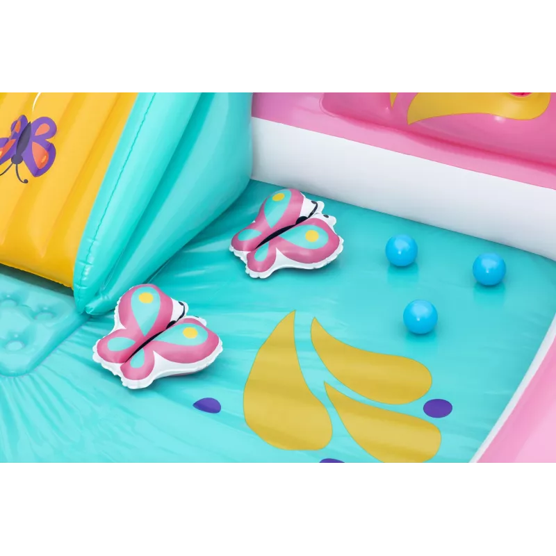 Bestway Butterfly Wonder Centro de juegos acuáticos y piscina hinchable para niños 1,80 m x 1,80 m x 1,17 m