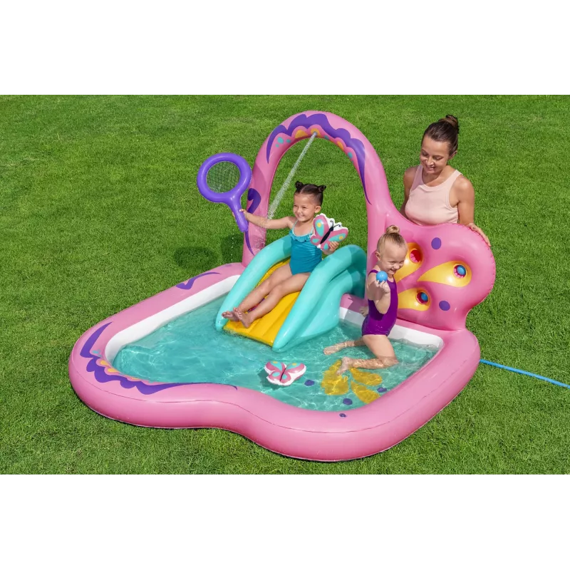 Bestway Butterfly Wonder Centro de juegos acuáticos y piscina hinchable para niños 1,80 m x 1,80 m x 1,17 m