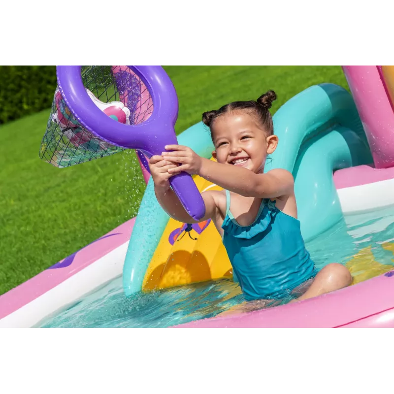 Bestway Butterfly Wonder Centro de juegos acuáticos y piscina hinchable para niños 1,80 m x 1,80 m x 1,17 m