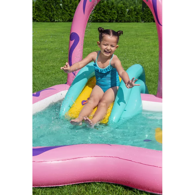 Bestway Butterfly Wonder Centro de juegos acuáticos y piscina hinchable para niños 1,80 m x 1,80 m x 1,17 m