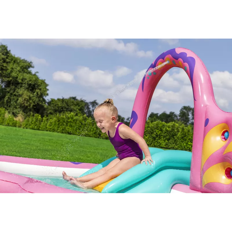 Bestway Butterfly Wonder Centro de juegos acuáticos y piscina hinchable para niños 1,80 m x 1,80 m x 1,17 m
