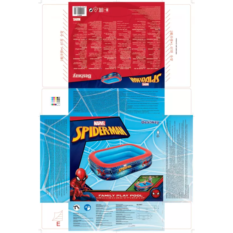 Bestway Piscina de juego, Piscina hinchable, 450 L, Rectangular, 6 año(s), Spider-Man, Vinilo