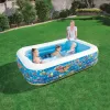 Bestway Piscina familiar hinchable 2,29 m x 1,52 m x 56 cm, Piscina hinchable, 702 L, Rectangular, 6 años, Vinilo, Multicolor