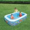 Bestway Piscina familiar hinchable 2,29 m x 1,52 m x 56 cm, Piscina hinchable, 702 L, Rectangular, 6 años, Vinilo, Multicolor