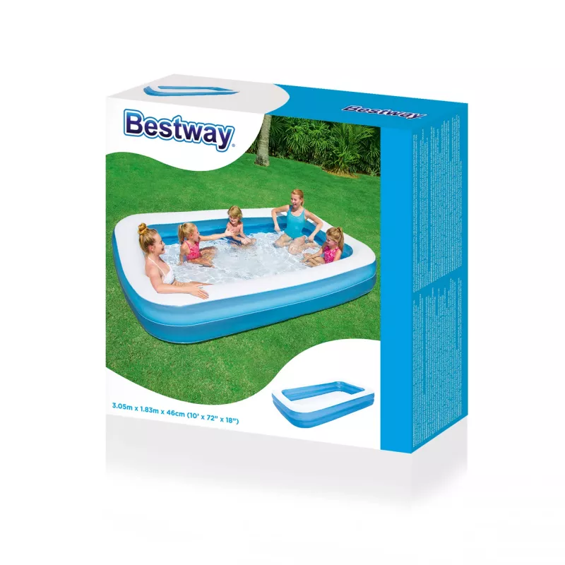 Bestway Piscina familiar rectangular azul hinchable 3,05 m x 1,83 m x 46 cm