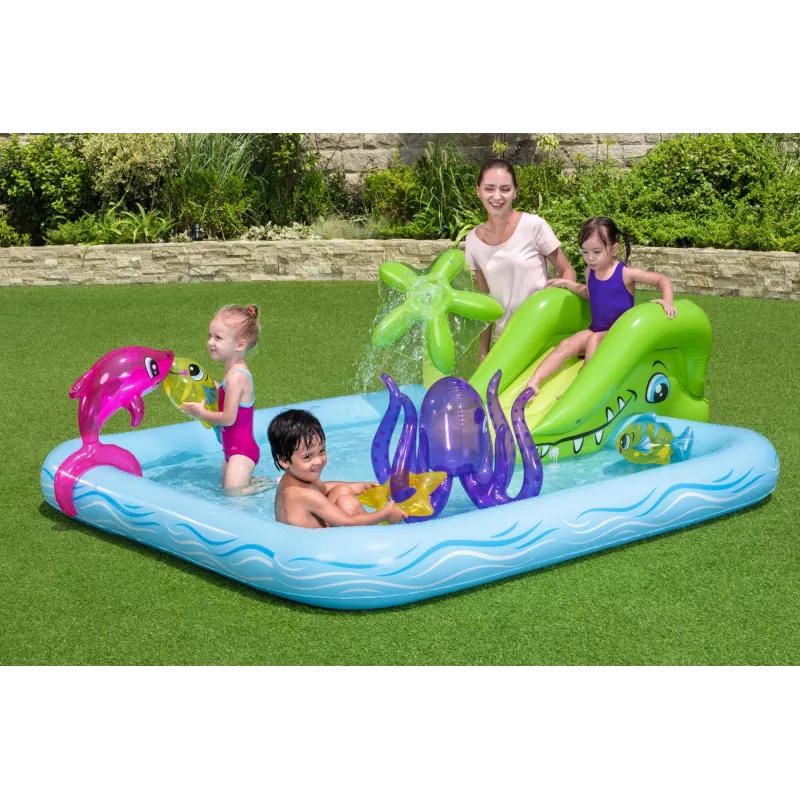 Bestway Play Center Fantastic Aquarium Piscina de juego, Piscina hinchable, 308 L, Forma de 8, 2 a., Vinilo, Multicolor
