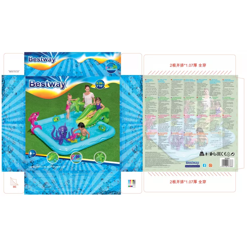 Bestway Play Center Fantastic Aquarium Piscina de juego, Piscina hinchable, 308 L, Forma de 8, 2 a., Vinilo, Multicolor