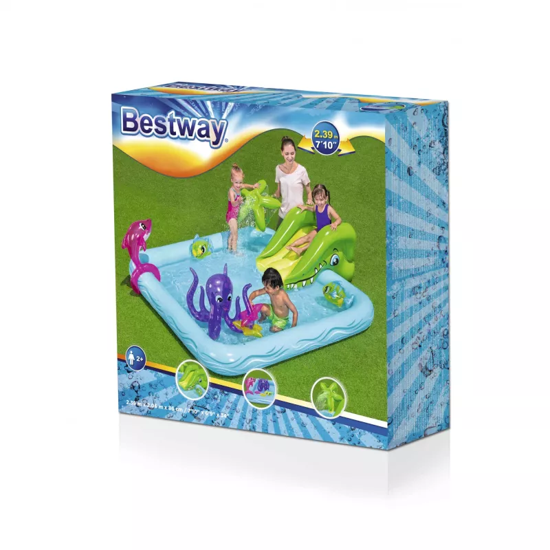 Bestway Play Center Fantastic Aquarium Piscina de juego, Piscina hinchable, 308 L, Forma de 8, 2 a., Vinilo, Multicolor