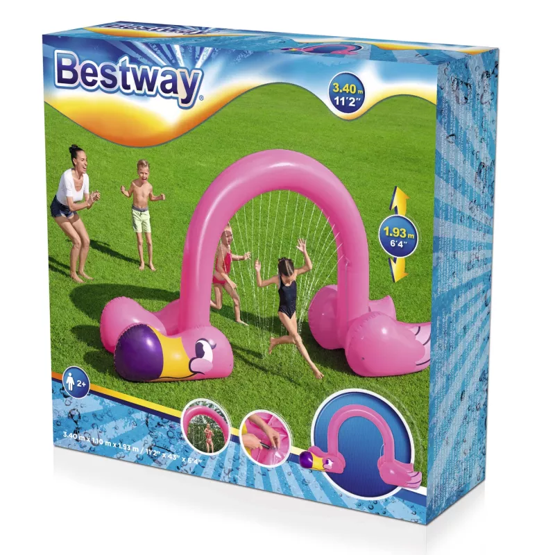 Bestway 11'2 inch x 43 inch x 6'4 inch/3,40 m x 1,10 m x 1,93 m Jumbo Flamingo Sprinkler