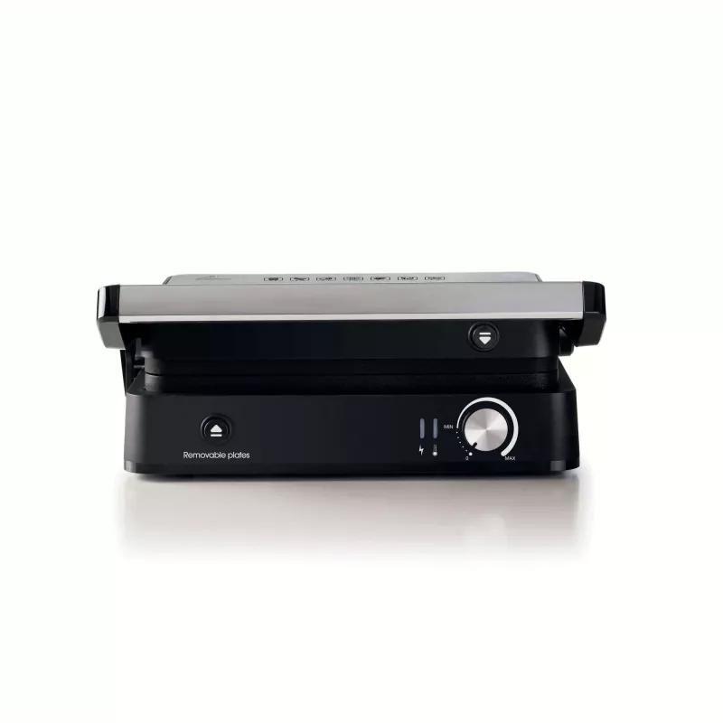Ariete 1934 MetalGrill 3in1, Parrilla eléctrica para parrilla mixta, 2000 W, 3 modos de cocción, placas antiadherentes, Plata/Negro