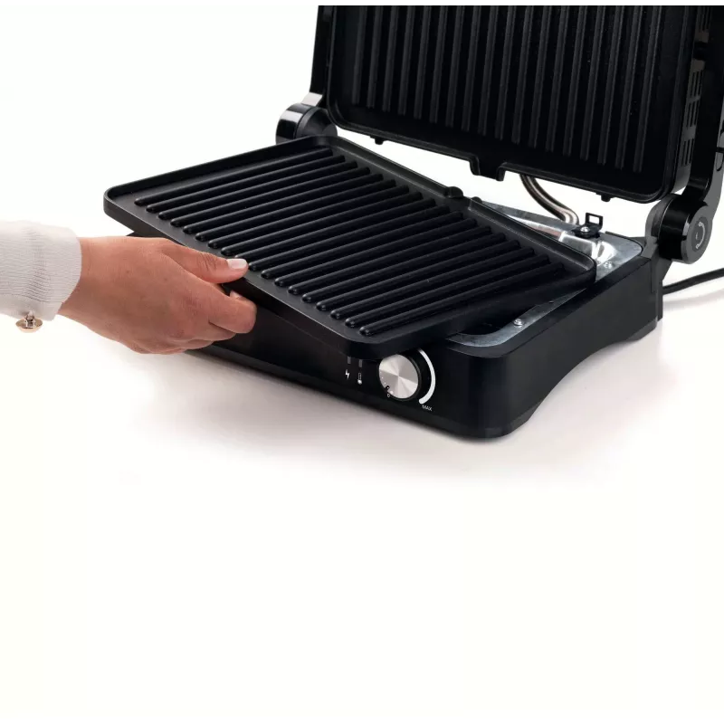 Ariete 1934 MetalGrill 3in1, Parrilla eléctrica para parrilla mixta, 2000 W, 3 modos de cocción, placas antiadherentes, Plata/Negro
