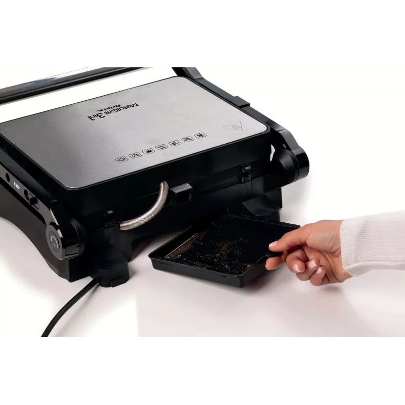 Ariete 1934 MetalGrill 3in1, Parrilla eléctrica para parrilla mixta, 2000 W, 3 modos de cocción, placas antiadherentes, Plata/Negro