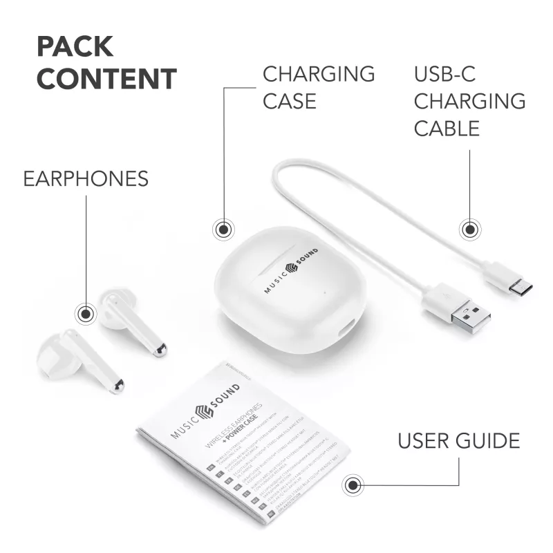 Music Sound Breeze Auriculares Bluetooth in-ear con diseño de cápsula y funda de color