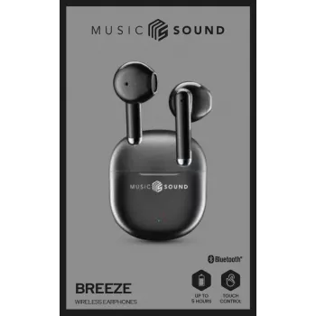 Music Sound Breeze Auriculares Bluetooth de cápsula con estuche de color