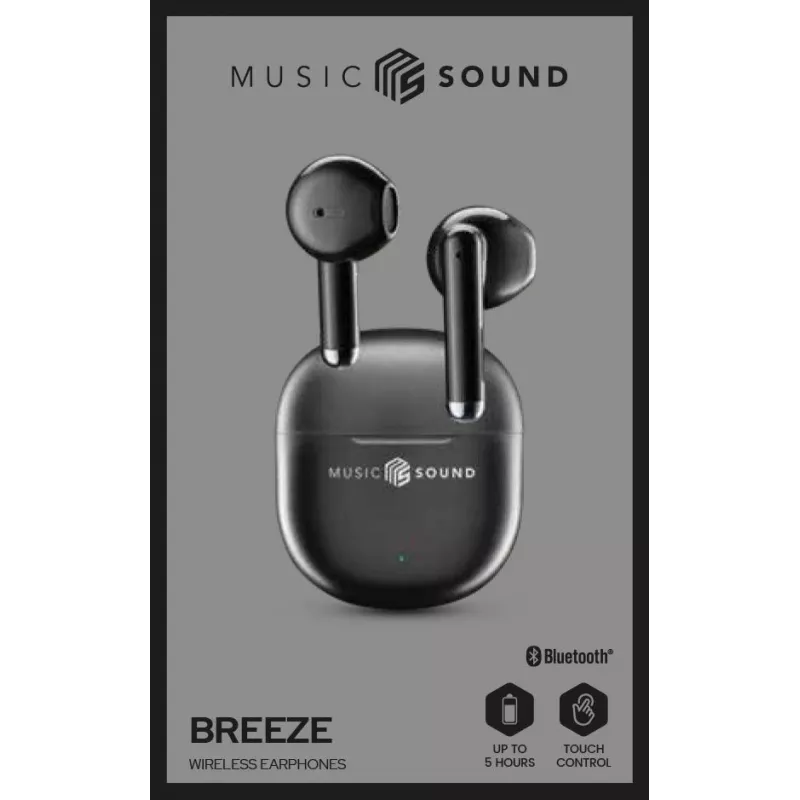 Music Sound Breeze Auriculares Bluetooth de cápsula con estuche de color