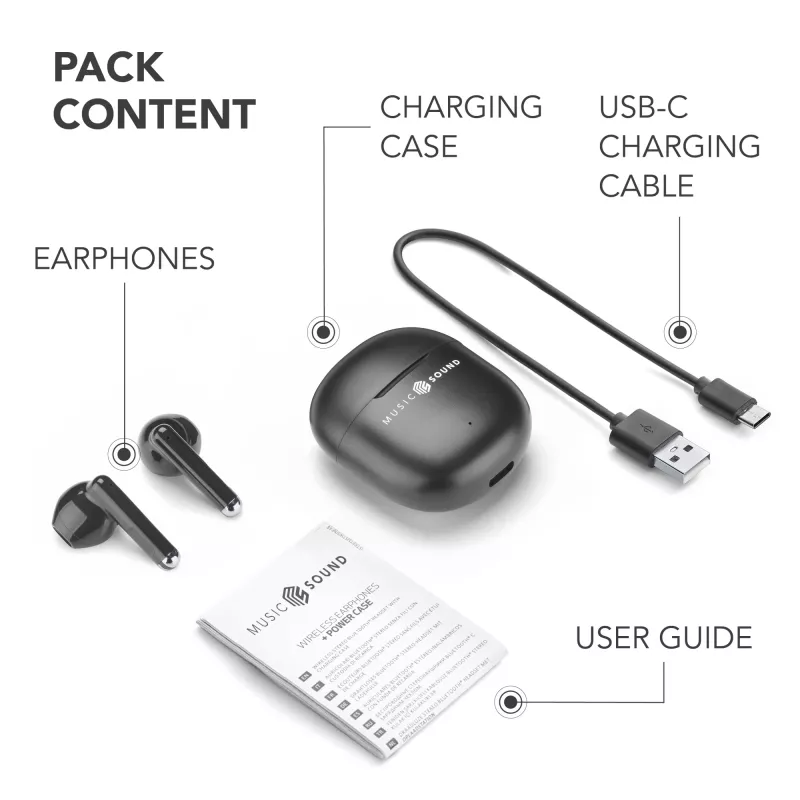 Music Sound Breeze Auriculares Bluetooth de cápsula con estuche de color